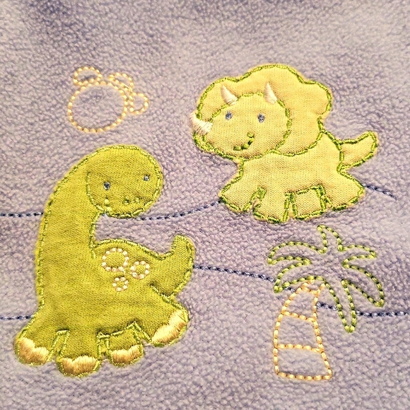 Love'n Cuddles baby blue light fleece sack with dinosaur detail - Picture 4 of 5